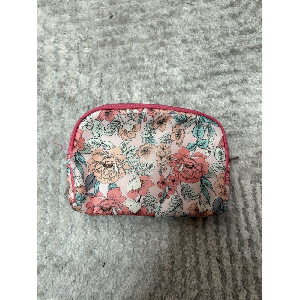 Nicole Miller New York Floral Print Pink/Multicolor Zipper Makeup Bag - Picture 4 of 5